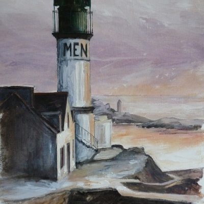 Phare de Men Brial, huile sur toile