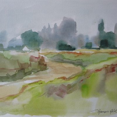 Premières lueurs de l'aube, aquarelle