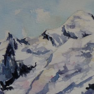 Les trois Mont-Blanc, aquarelle (détail)