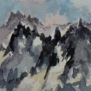 Les Grandes Jorasses, aquarelle (détail)