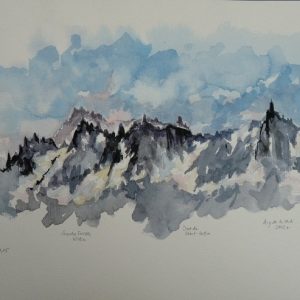 Des Grandes Jorasses à l'Aiguille du Midi, aquarelle