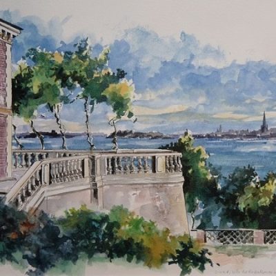 Villa des Roches Brunes, aquarelle