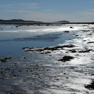 Île Verte : sur la cote sud, soleil couchant depuis le quai de la Richardière.