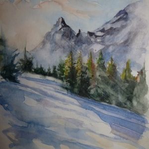 La vallée des Molliets, aquarelle