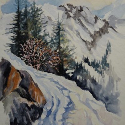 Le sentier du col, aquarelle