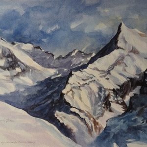 Massif du Mont-Blanc, aquarelle