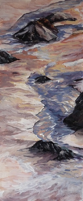 Marée basse, huile sur toile (20x60 cm).