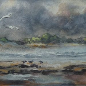 Après la pluie, aquarelle (40x20 cm).