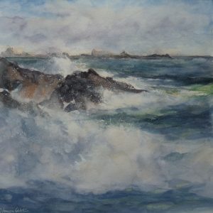 Flux et reflux, aquarelle (30x30 cm).