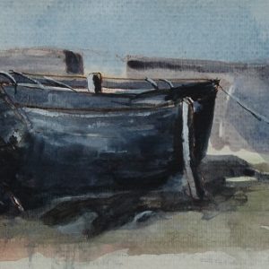 Bijou Bihan à quai, aquarelle (40x15 cm).