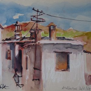 La Alpujarra, Atalbeitar : sur les toits, aquarelle