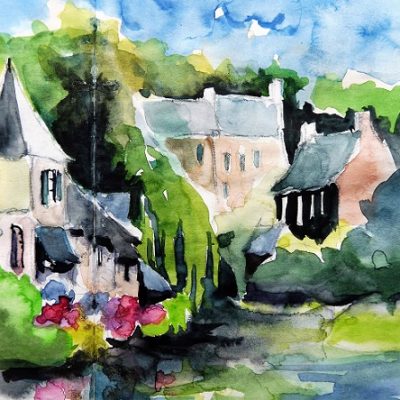 Le lavoir, aquarelle