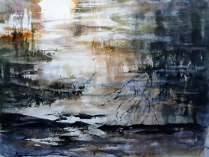 Glacis aquatique, aquarelle (50 x 65 cm)