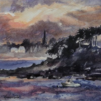 Contre jour sur la baie, aquarelle