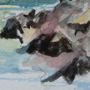 Le lac de Flaine, aquarelle (détail)