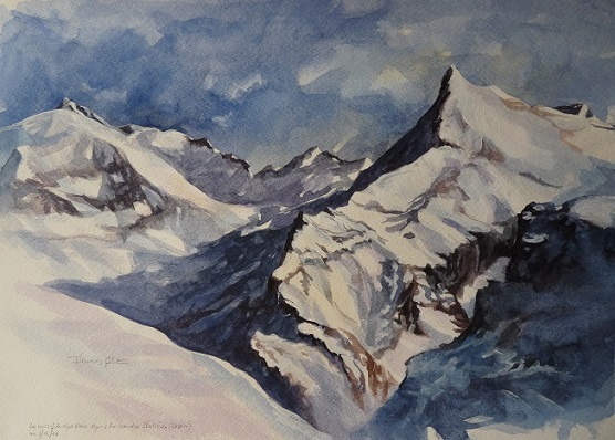 Massif du Mont-Blanc, aquarelle
