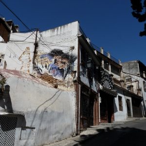 Granada : quartier de l'Albaicín, fresque en hommage au chanteur de flamenco Enrique Morente (1942-2010).