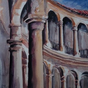 Ronda, légendaire plaza de toros, aquarelle